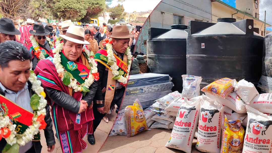Gobernador Santos Quispe llegó al municipio de Puerto Acota donde entregó ayuda humanitaria.